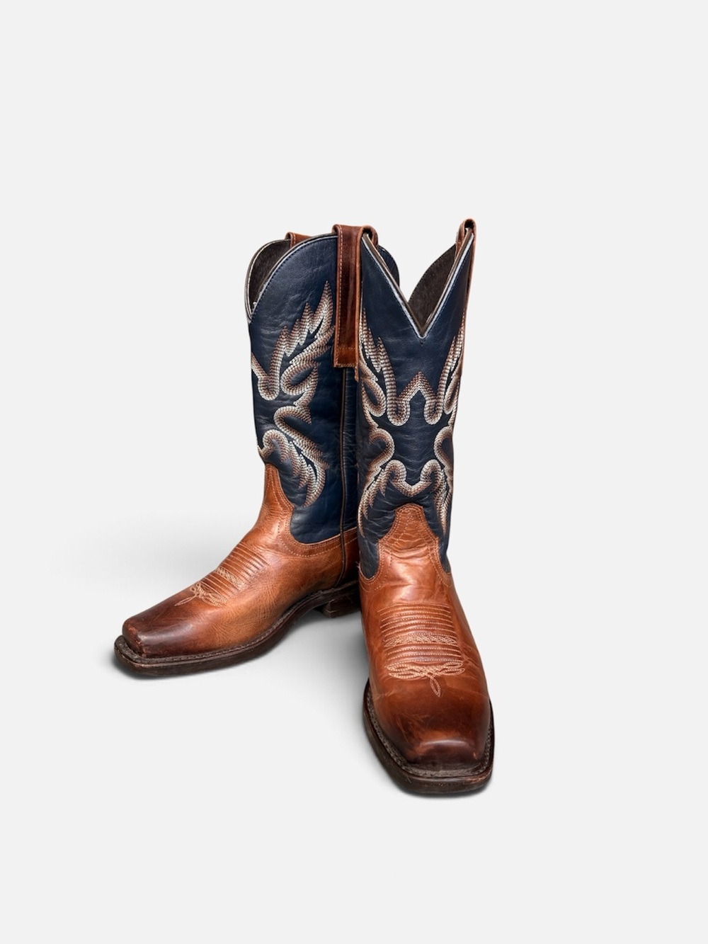 Masterson Boots Women’s Western Cowboy Boots Brown Navy Leather 6.5 Cowgirl Slip